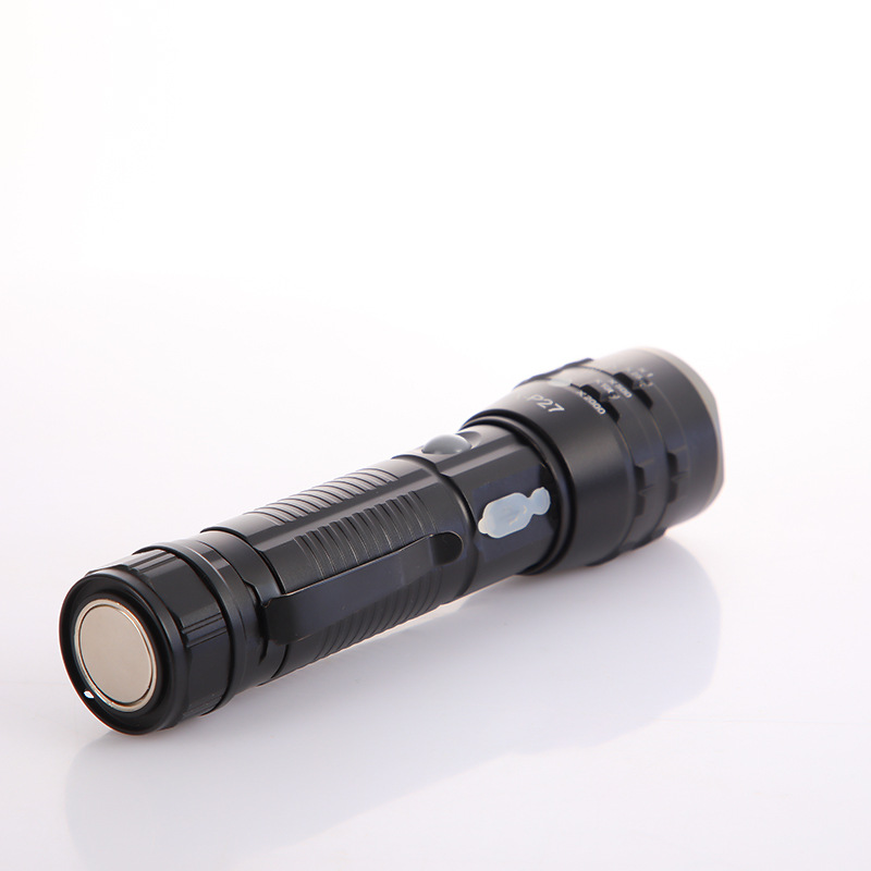 新款户外白长续航充电铝合金防身露营巡逻应急手电筒详情5
