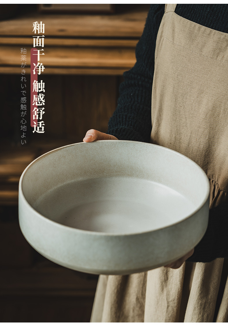 Retro matte bowl-shaped large bowls, Japanese ceramic bowls wholesale, household vegetable bowls, soup bowls, restaurant salad bowls, tableware sets pic 5