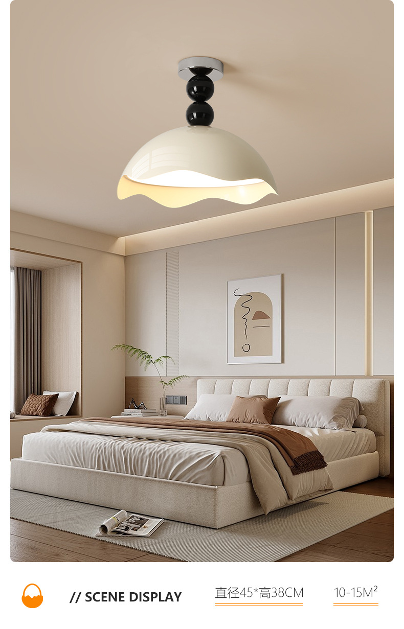 Creative cream-eggshell, ancient-style bedroom ceiling lamp, girlish style, ins Memphis, high-end bedroom room lamp pic 15