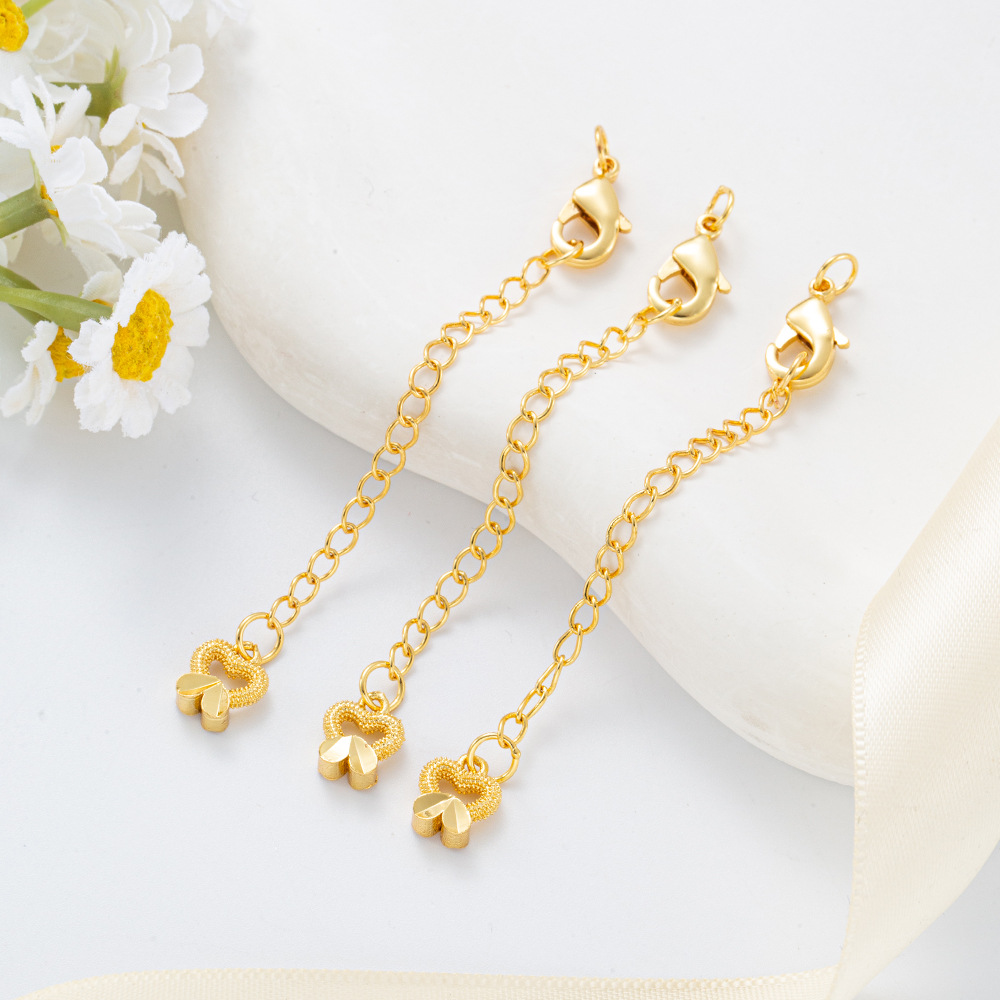 Engraved copper pendant plated with 18K real gold, lobster buckle, extension chain, 14K gold-plated tail chain, diy handmade necklace tail chain pic 7