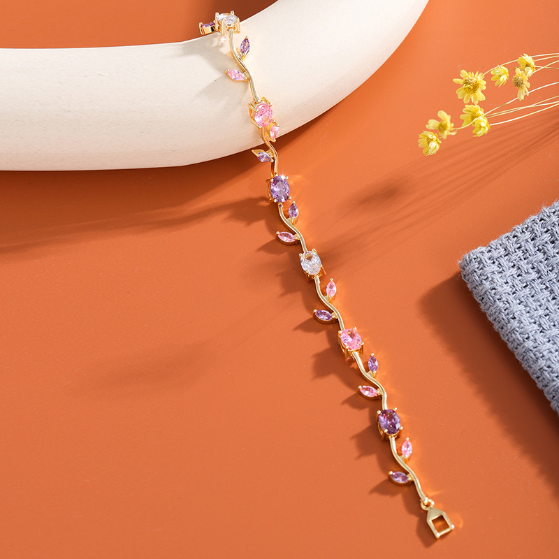 纯铜可调节真金电镀不褪色高品质超闪锆石网球手链新娘饰品组合详情11