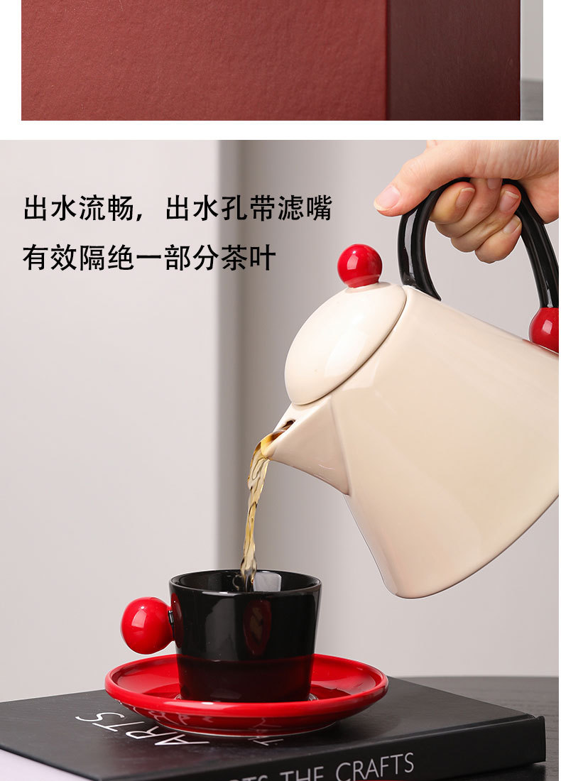 Cream air-cooled water bottle, flower teapot, wedding gift, birthday housewarming gift box, high-temperature resistant ceramic tea set, tea set pic 7