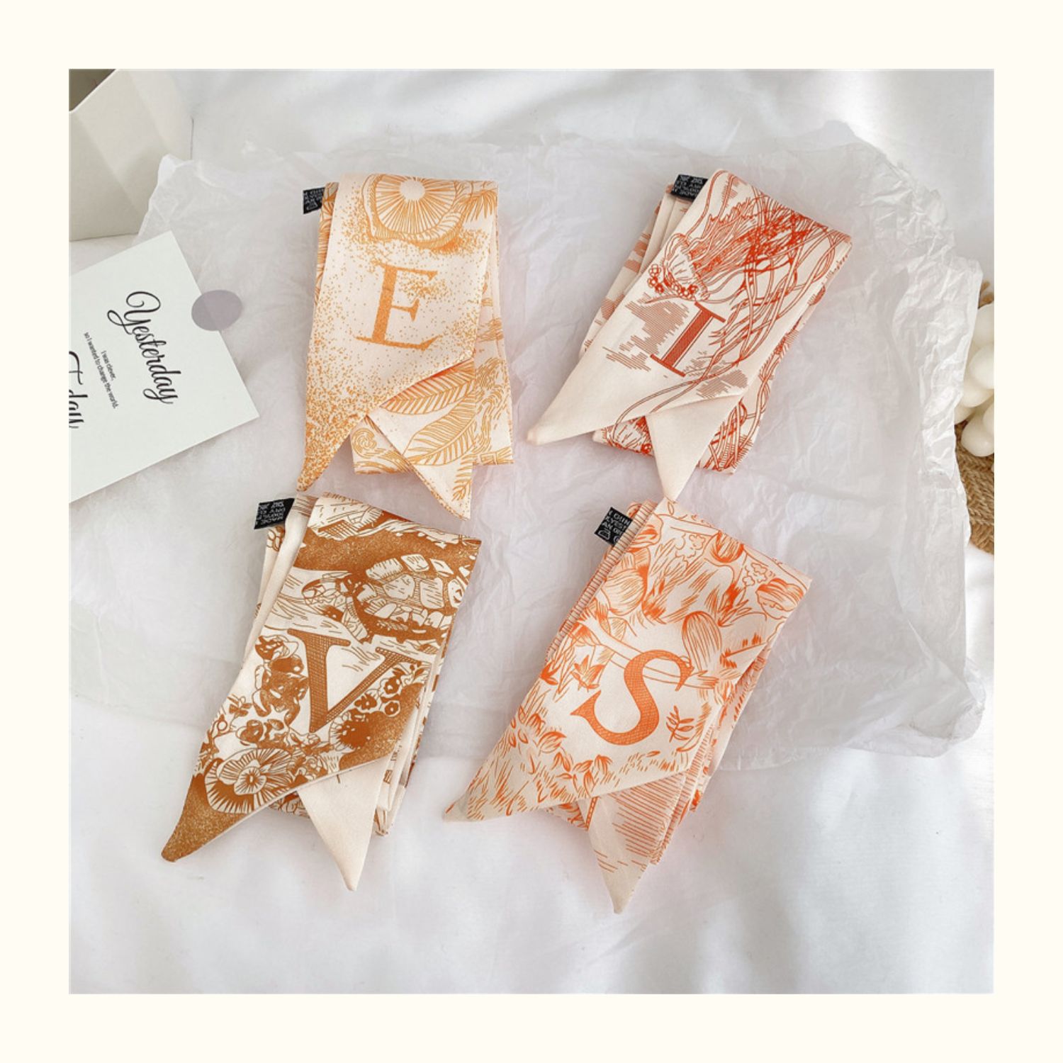 字母长条小丝巾绑发丝带高级感红色系领巾喜糖盒搭配结婚伴手礼详情31