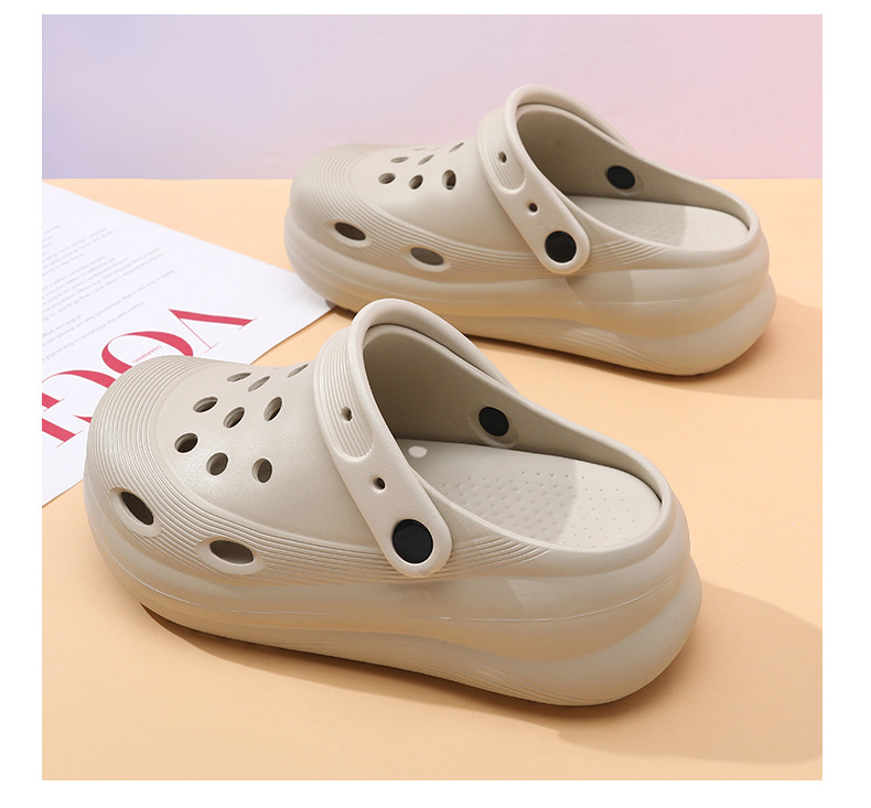 夏季高跟EVA洞洞鞋女 增高厚底户外沙滩凉拖鞋防滑防臭踩屎感拖鞋详情14
