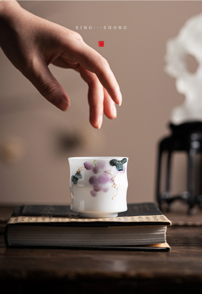 德化羊脂玉个人茶杯冰种玉瓷女士茶具主人杯品茗杯家用办公室茶杯详情23