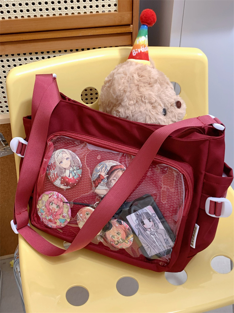 学院风痛包日系ins透明书包大容量简约单肩斜挎包时尚少女邮差包详情31