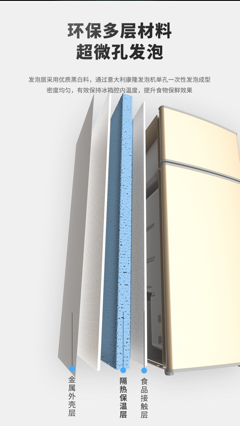 冰箱家用小型宿舍出租旅馆冷冻冷藏双门三门电冰箱智能节能省电详情3