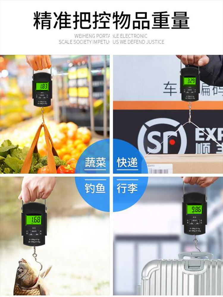 High-precision portable electronic scale, household small portable spring scale, small scale, luggage hook, hand-pulled hanging scale, fish device pic 7