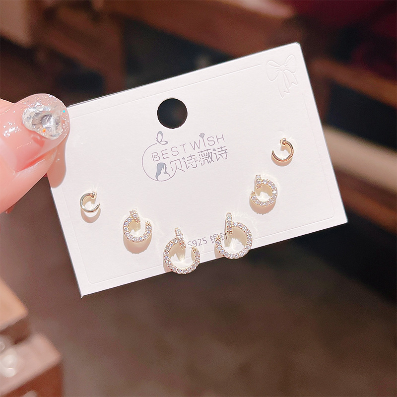 高品质感s925银针锆石6件套装小耳钉 女韩版简约气质三对耳钉批发详情26