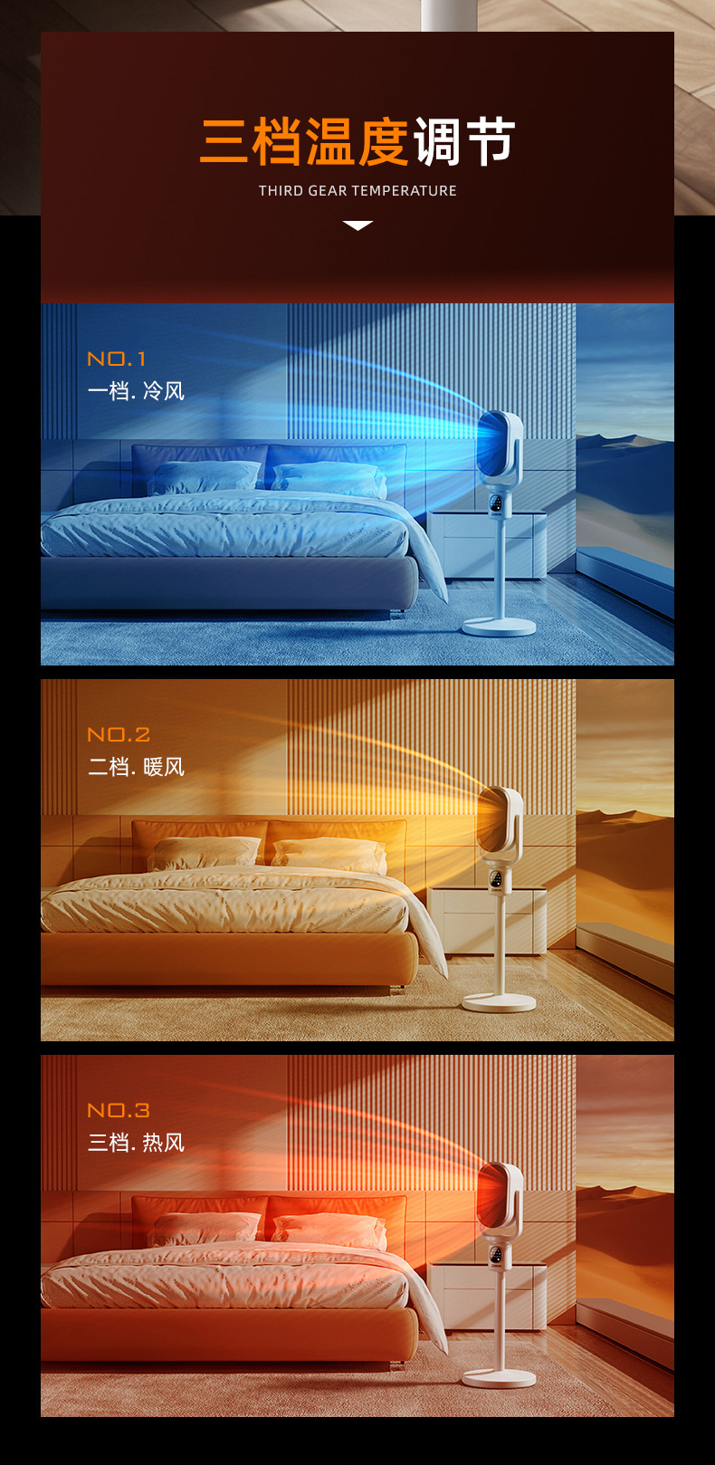 跨境新款暖风机家用立式电暖器摇头节能大功率冷暖两用取暖器夜灯M141详情10