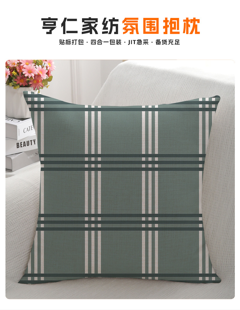 跨境现代简约几何植物印花床头靠枕套侧睡ins风办公室抱枕批发详情9