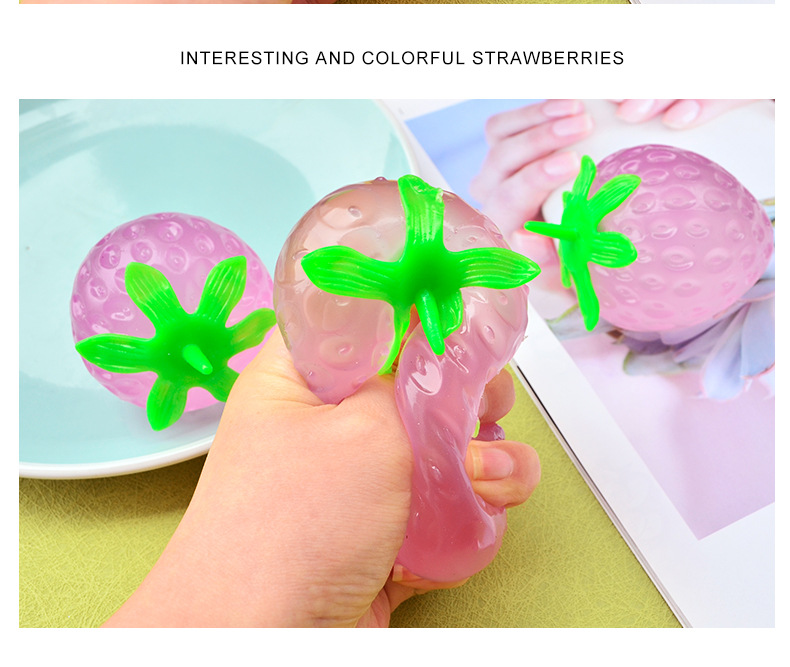 快手同款遇紫外钱变色麦糖草莓TPR慢回弹捏捏乐发泄解压儿童玩具详情10
