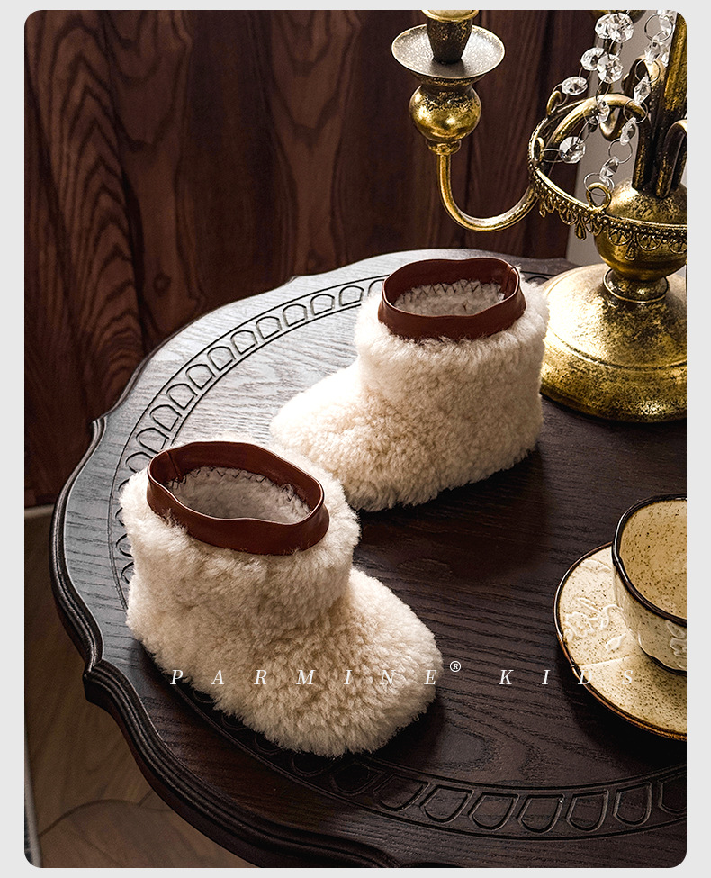 真羊毛宝宝保暖毛毛棉靴加绒加厚冬季新款男女小童雪地靴儿童短靴详情7