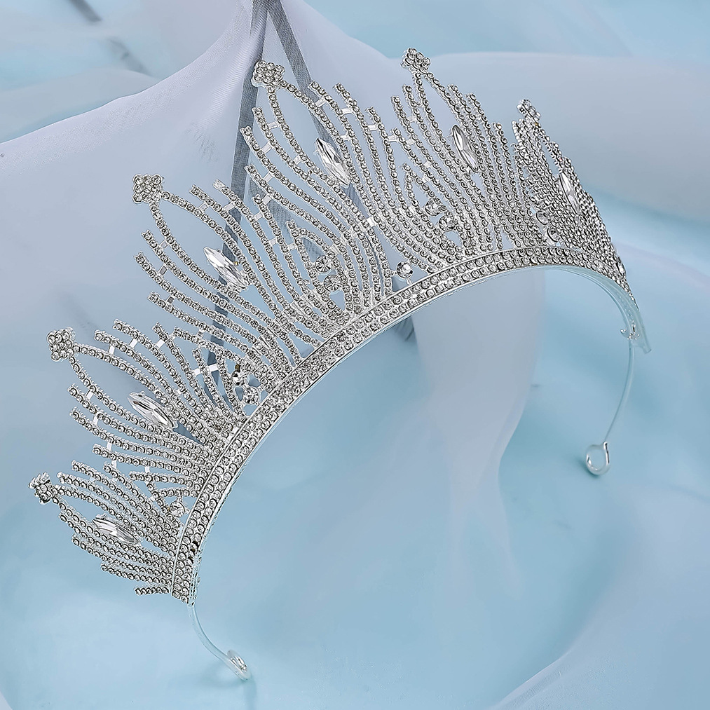 New personalized diamond silver princess headwear, grand and luxurious wedding dress, super glittering crystal, elegant fairy hair accessory, crown pic 6