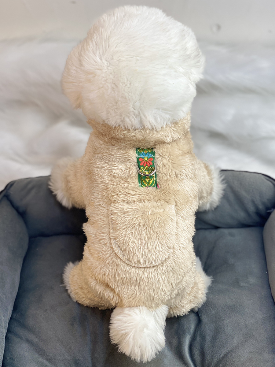 超小体狗狗猫咪衣服秋冬季毛绒四脚小码奶狗奶猫幼犬茶杯犬带牵引详情12