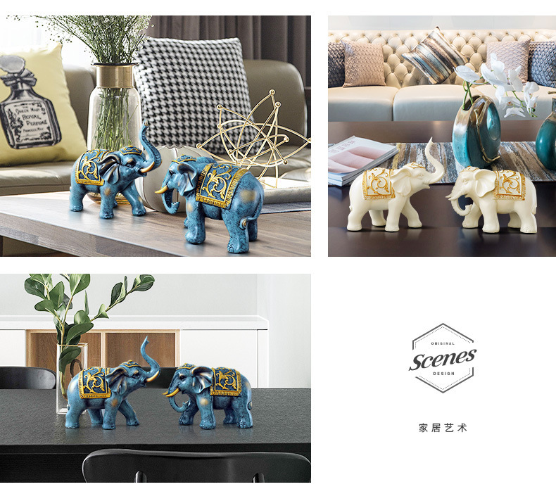 伴手礼情侣大象摆件风水象客厅玄关酒柜工艺品摆设创意家居装饰品详情3