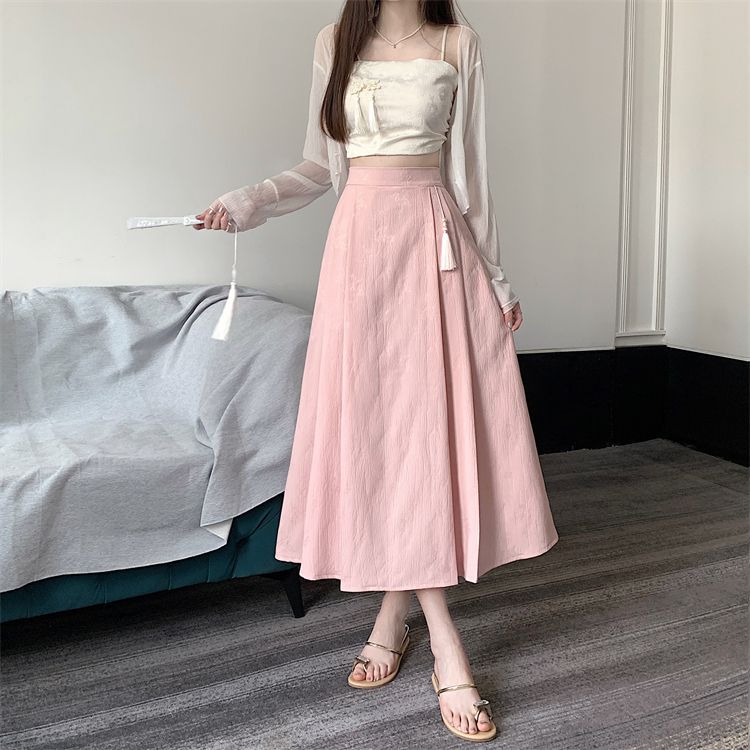 New Chinese-style jacquard skirt 2024, improved horse face skirt, high-waisted, slimming and elegant, pleated A-line skirt, Chinese trend pic 22