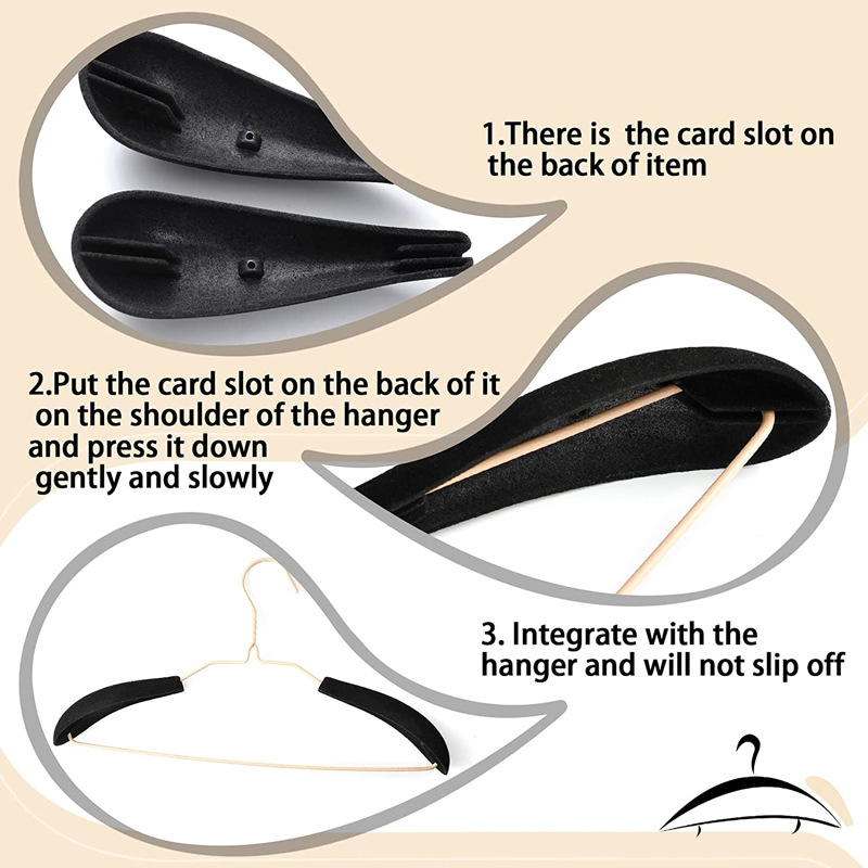 Black thickened and widened anti-slip and anti-deformation shoulder support for flocked clothes hanger, shoulder pad for shoulder shaping of clothes hanger accessories pic 21