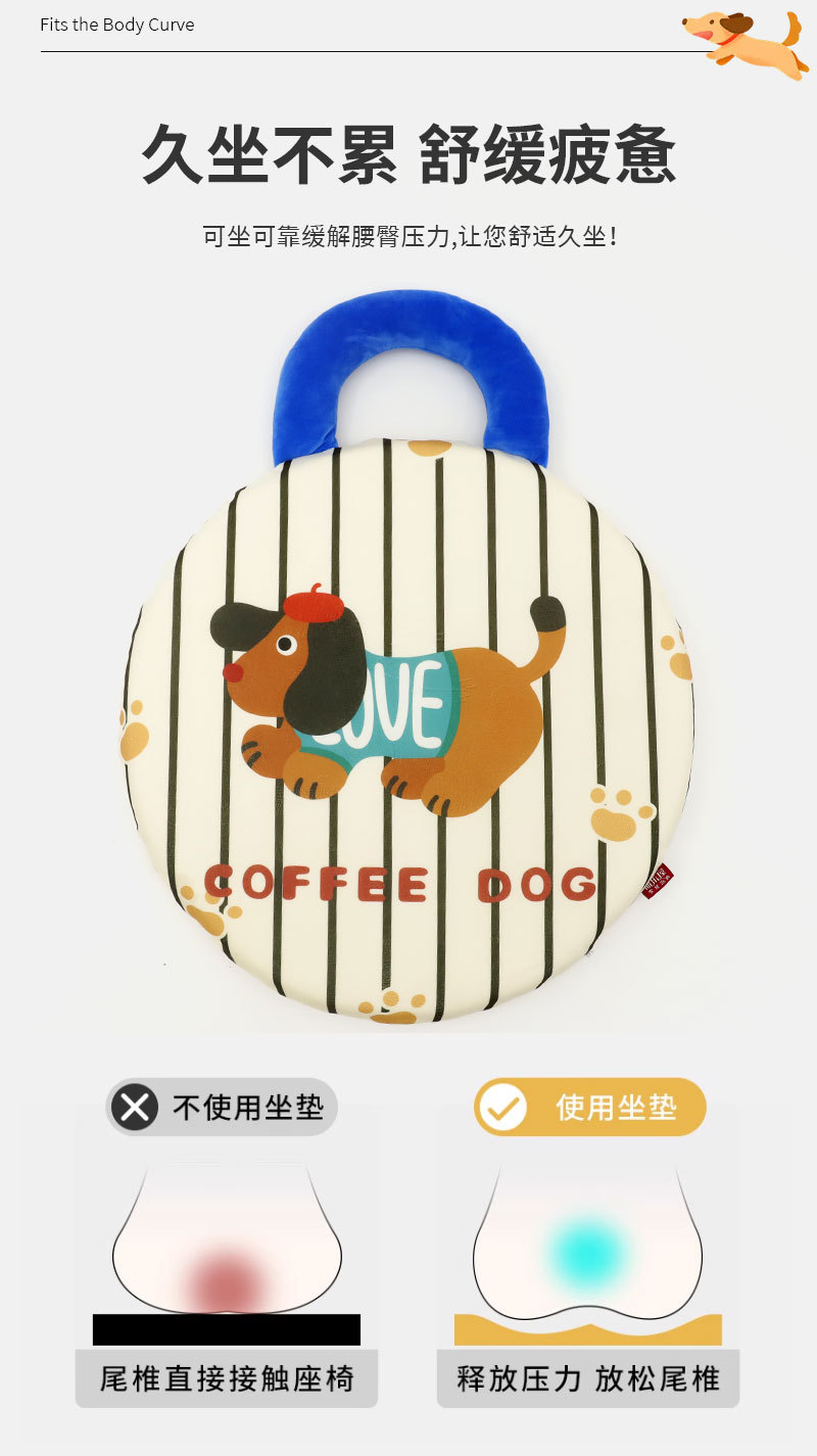 记忆棉卡通印花圆形坐垫 康乐屋慢回弹屁垫防滑加厚椅子垫批发详情3