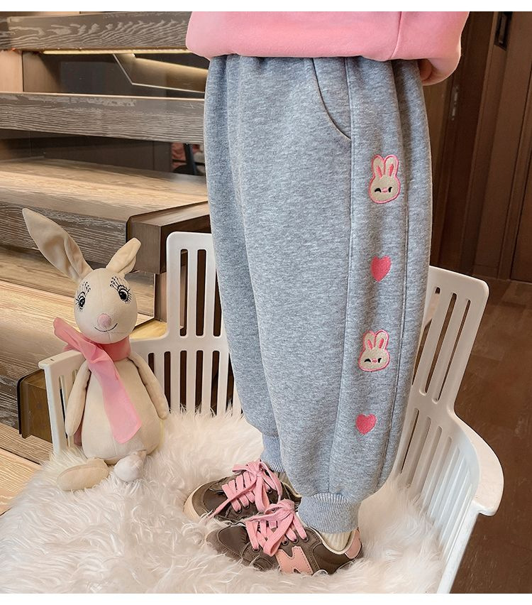 女童加绒裤子秋冬季2023新款运动裤中小童加厚休闲裤冬款儿童卫裤详情29