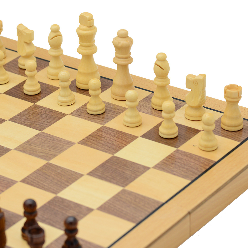 39cm magnetic chess, pine wood, double rear foldable board game toy, cross-border chess pic 5