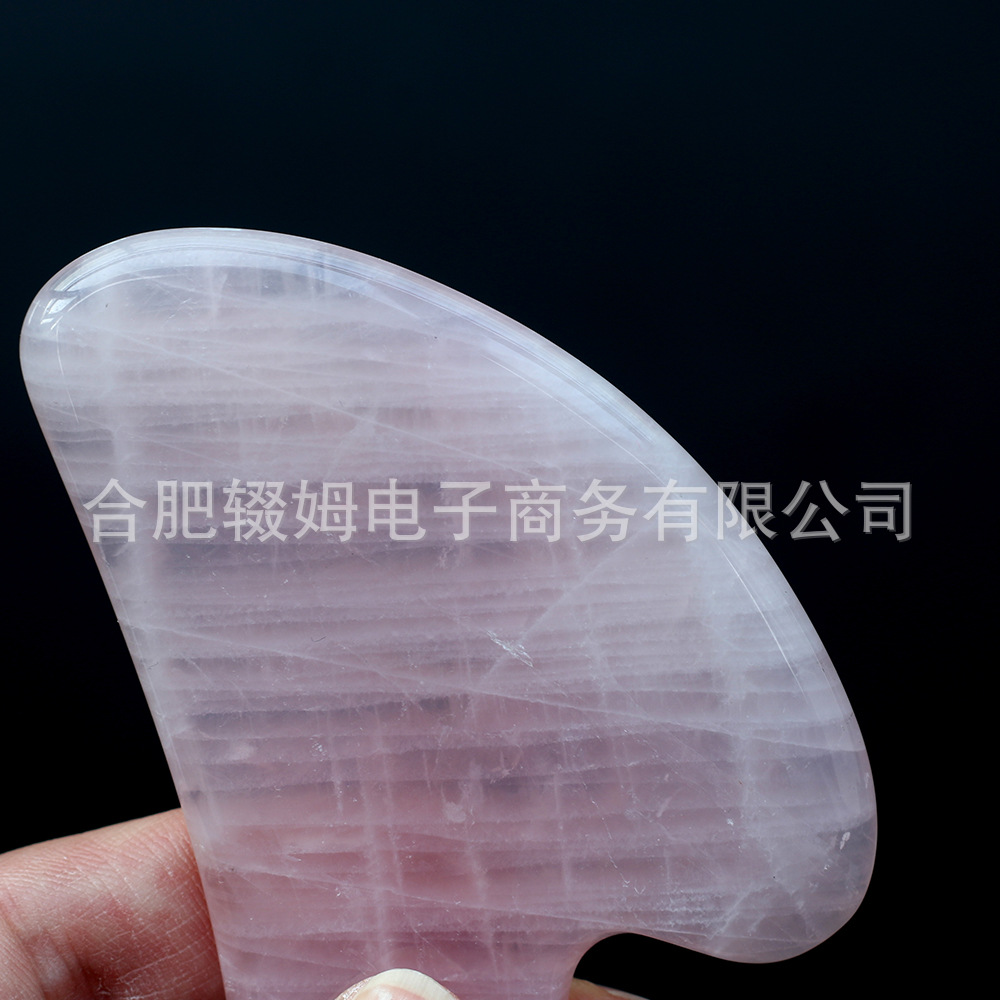 rose quartz粉晶玉石刮痧板粉晶心形玉石面部脸部全身按摩刮痧皮肤护理居家日用美容院用详情2