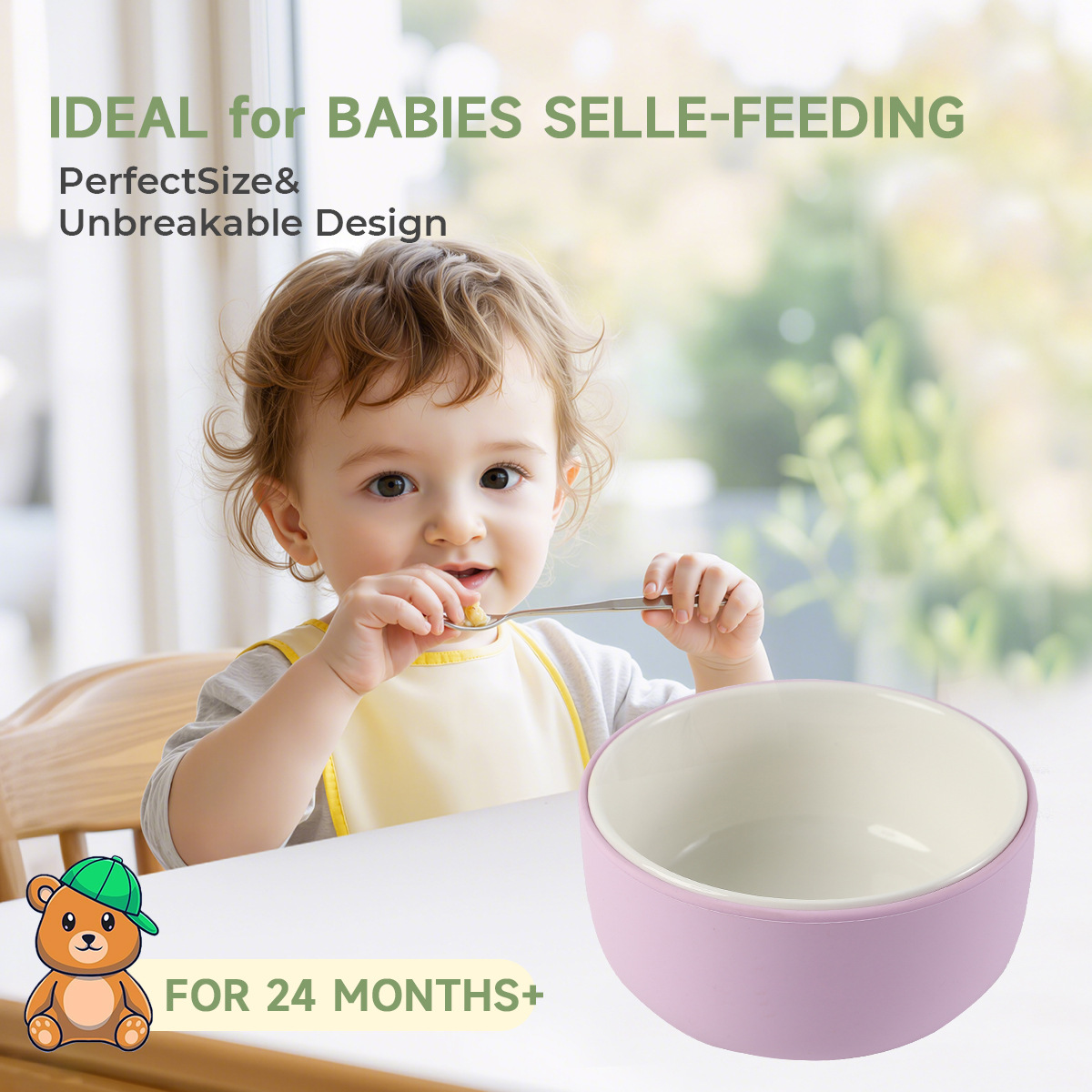 宝宝辅食碗防烫带吸盘硅胶陶瓷碗亚马逊带硅胶套新国标儿童喂养碗详情2