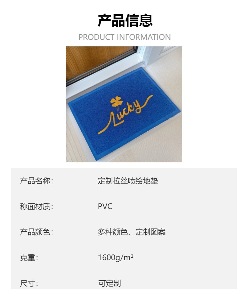 厂家直销lucky丝圈地垫耐脏防滑入户门垫蹭土地毯地垫脚垫现货详情1