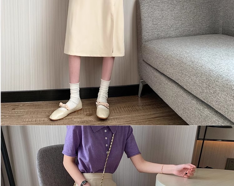 Suitable for pear-shaped figures, large-sized high-waisted long dress suits, slit A-line skirts, knee-length mid-length skirts for women in autumn pic 10