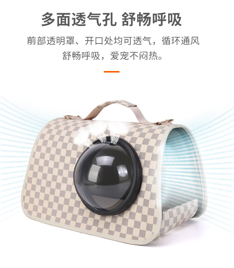 猫包外出便携冬季猫咪外出包太空舱单肩斜挎棋盘格宠物背包手提式详情7
