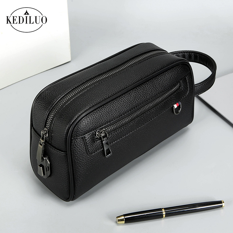 跨境新款男士手拿包密码锁大容量商务休闲手拎包软皮多口袋手包男详情30