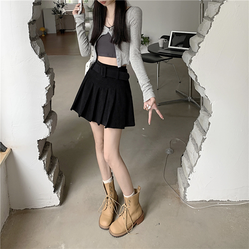 秋冬季韩版2024新款时尚辣妹高腰显瘦短款百搭纯色百褶半身裙子女详情26