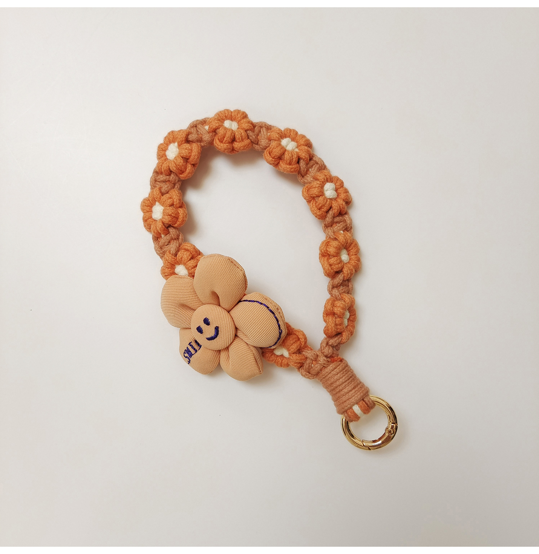 日韩可爱手工编织花朵钥匙扣手机挂件立体花花手腕挂绳手作礼品女详情28