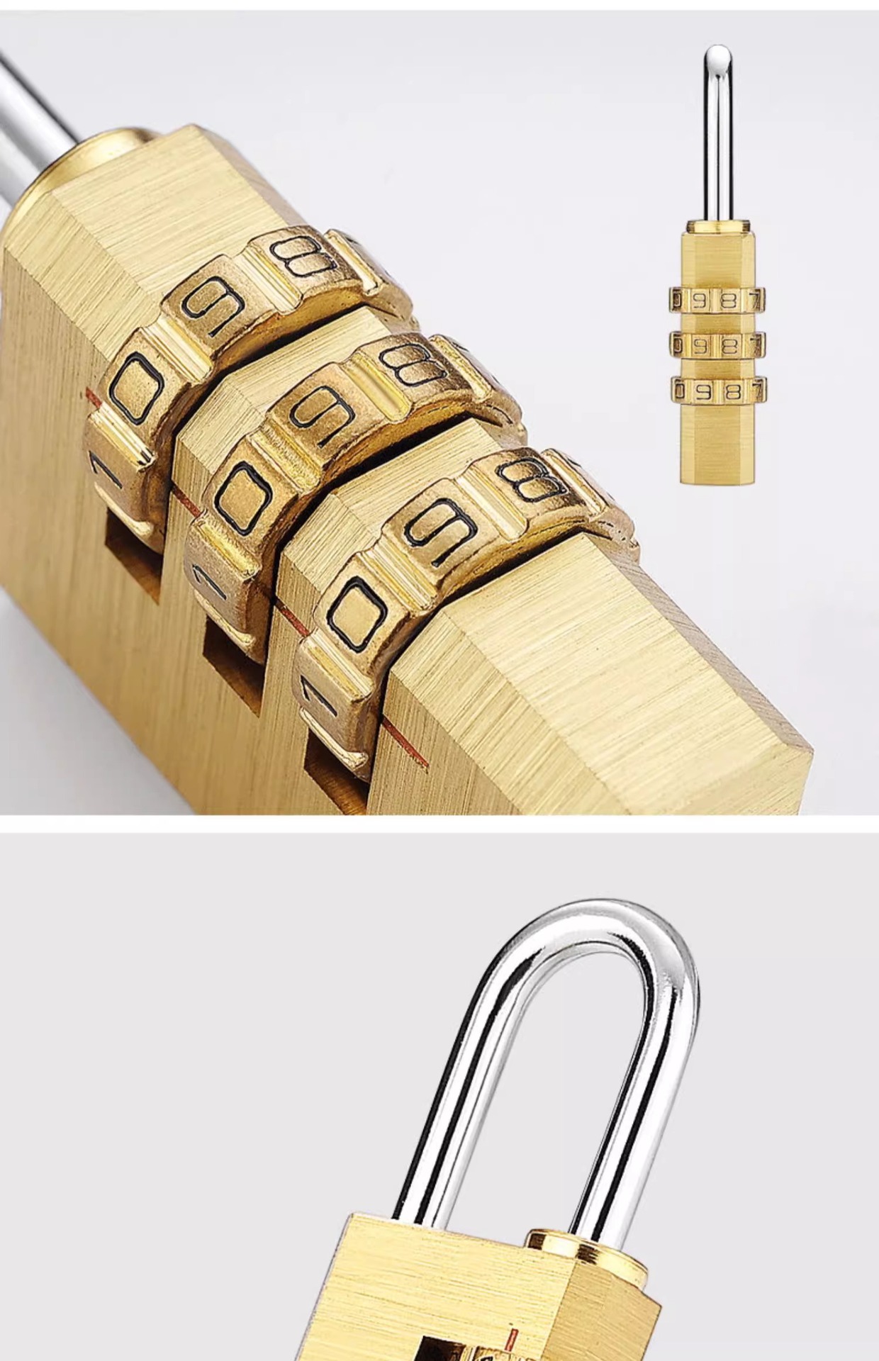 Solid pure copper password padlock, luggage and bag password lock, gym cabinet door padlock, password lock head, household small lock pic 19
