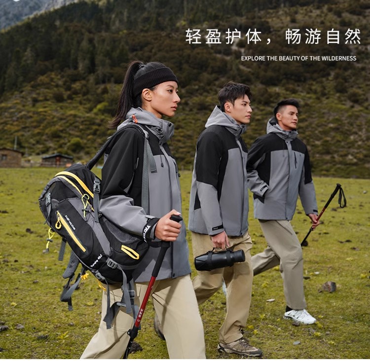 冲锋衣男三合一外套女户外加厚防风防水徒步登山服团建定制印logo详情14