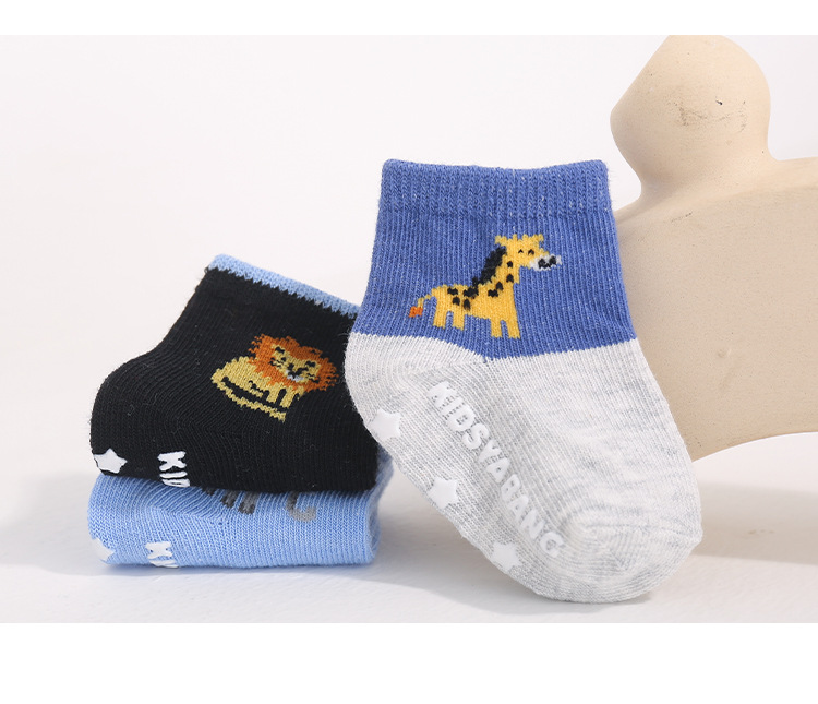 跨境专供baby socks卡通可爱男童点胶袜防滑棉袜动物花型中筒袜子详情10