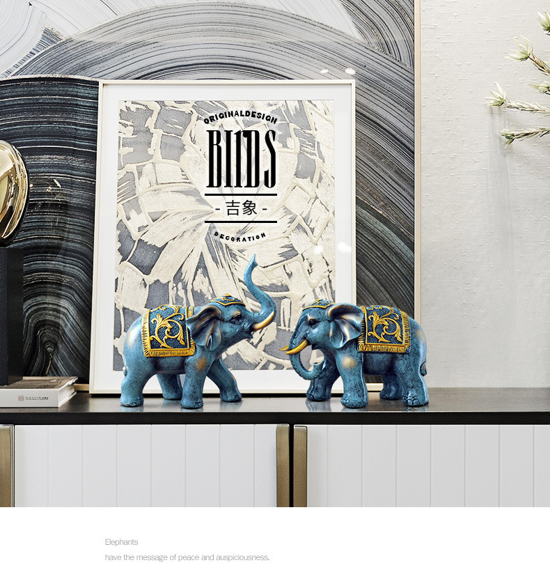 伴手礼情侣大象摆件风水象客厅玄关酒柜工艺品摆设创意家居装饰品详情1