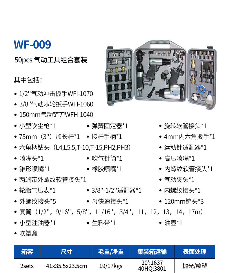 The pneumatic tool set WF-018A professional combination toolbox is durable and portable pic 23