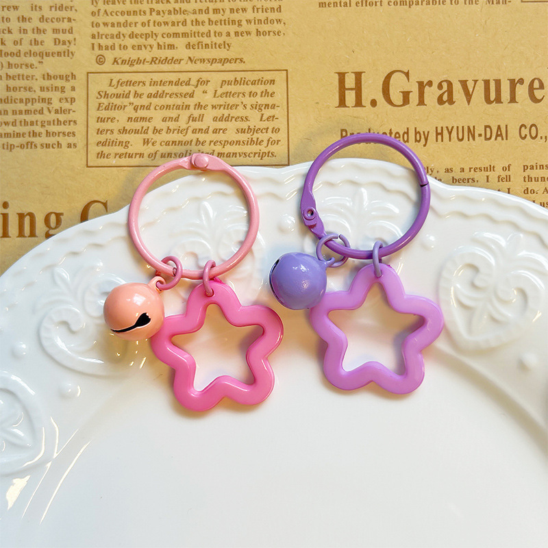 Colorful five-pointed star acrylic keychain pendant, candy-colored headphone case hanging decoration, fresh and cute couple bag decoration pic 4
