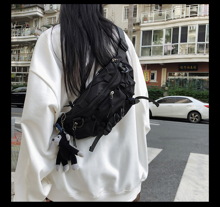 斜挎包潮牌男士百搭休闲胸包工装简约ins腰包日系情侣单肩斜挎包详情18