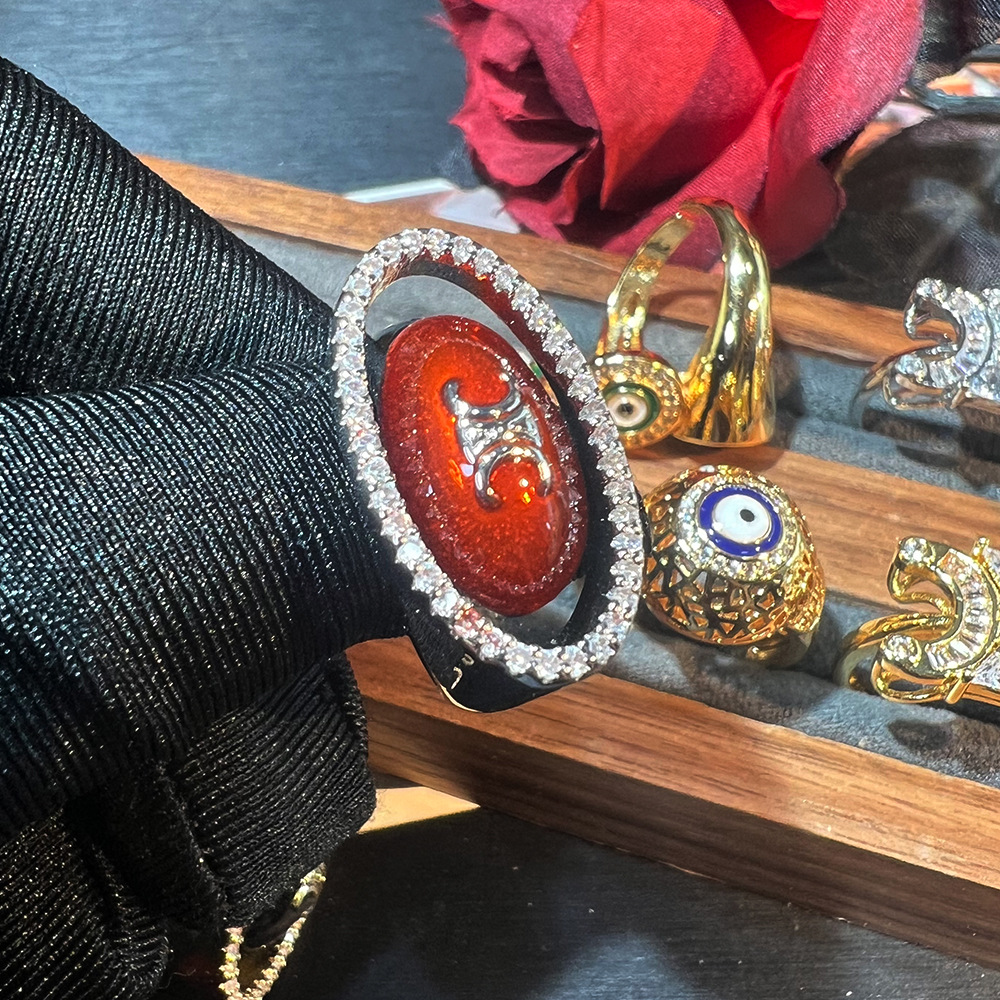 凯旋门滴油恶魔之眼欧美跨境开口戒指复古时尚个性小众甜酷风戒指详情4