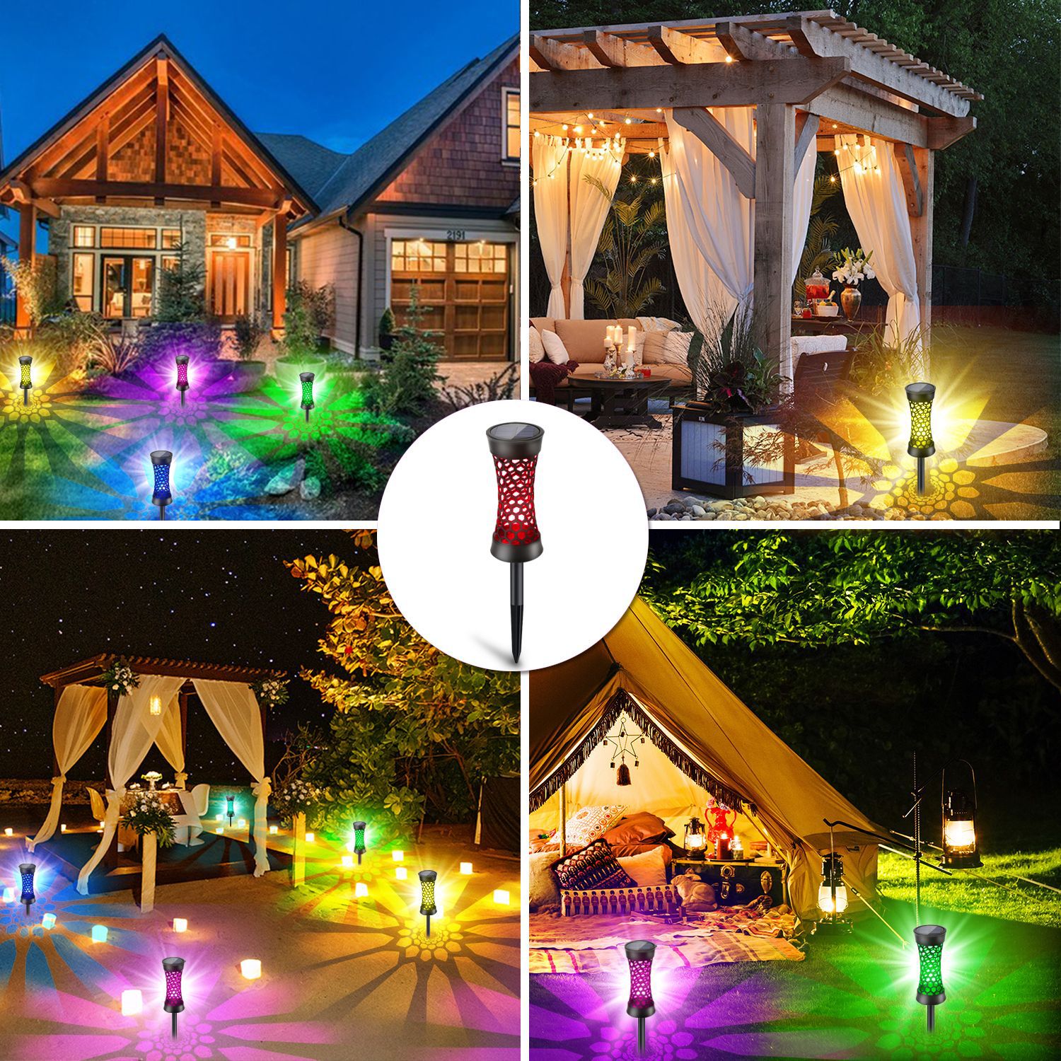 New solar led outdoor household waterproof lawn seven-color technology lighting spotlights, floodlights and ambient lights pic 9