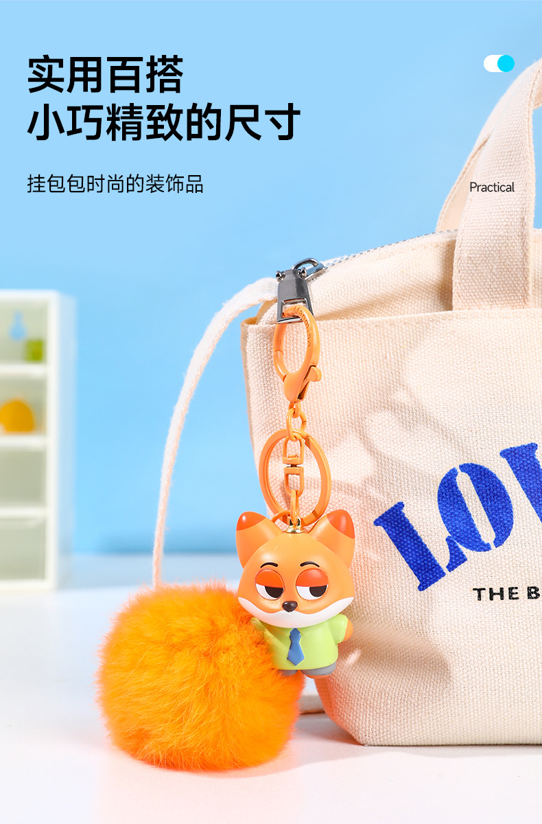疯狂动物城毛球款公仔包包挂件兔子朱迪狐尼克挂饰小礼品批发详情5