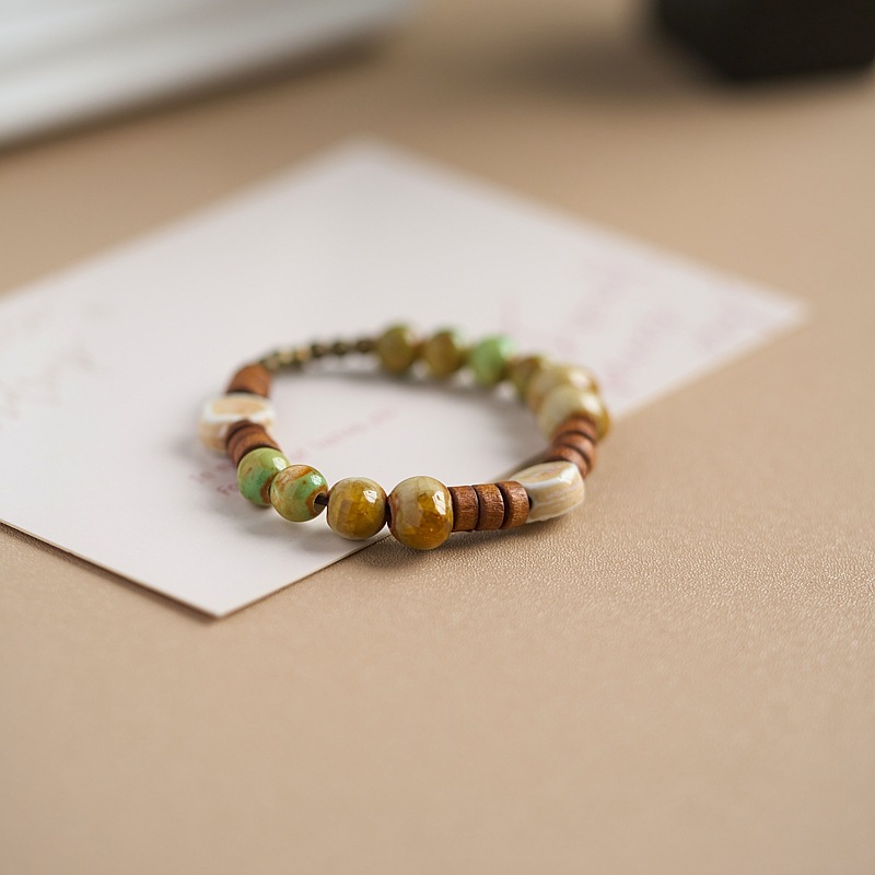 景德镇陶瓷手链薄荷曼波绿国风流行文艺古风串珠中式情侣手串礼物详情5