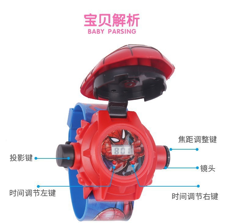 跨境卡通儿童电子手表翻盖投影奥特蜘蛛侠三丽鸥库洛米礼品玩具详情24