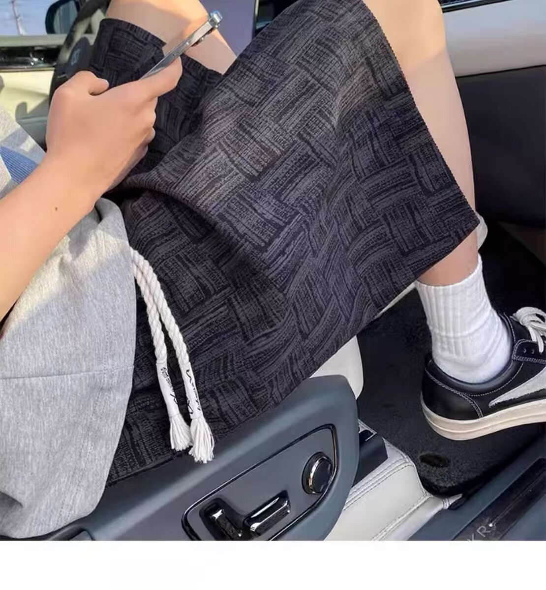条纹休闲短裤男夏季潮流外穿宽松直筒中裤男款日系大码五分裤子男详情14
