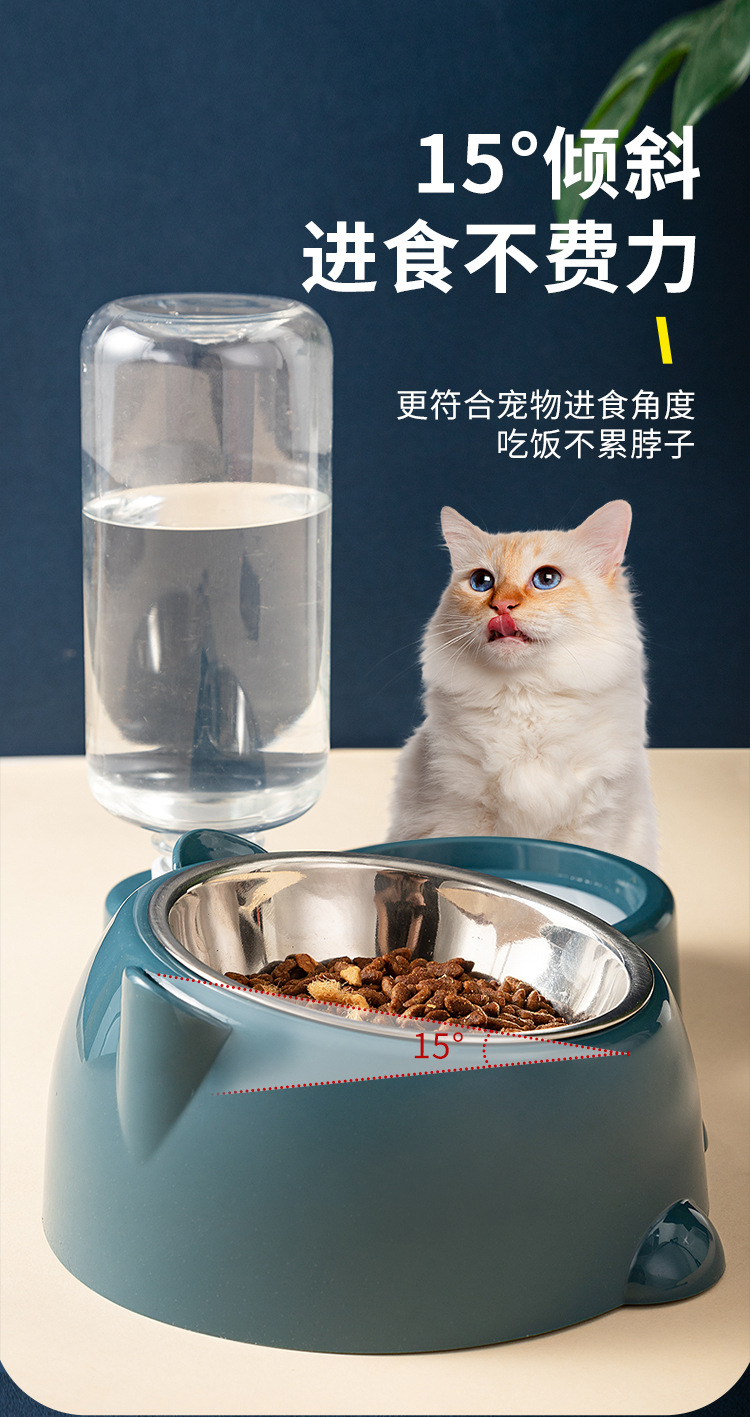 猫碗二合一饮水狗狗食盆水碗饭盆宠物用品猫咪碗宠物喝水喂食一体详情4