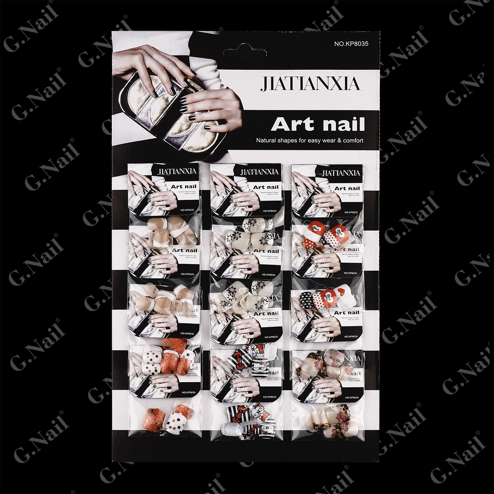 Gnail正品卡装12包一套欧美热销 彩色美甲假指甲套装穿戴甲批发详情3