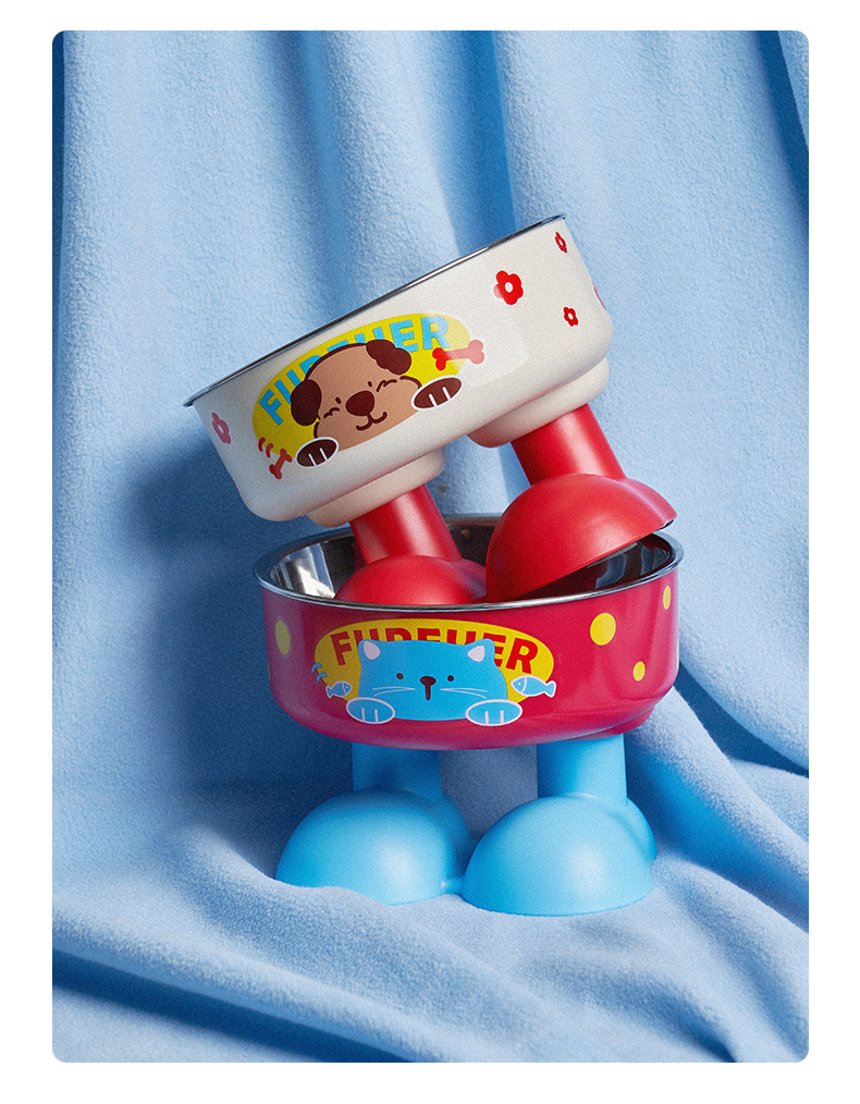 Rongka Pet Cross-border Pet stainless Steel high-legged Bowl, anti-slip and anti-knock cat bowl, large-capacity dog feeder, cat food bowl pic 10