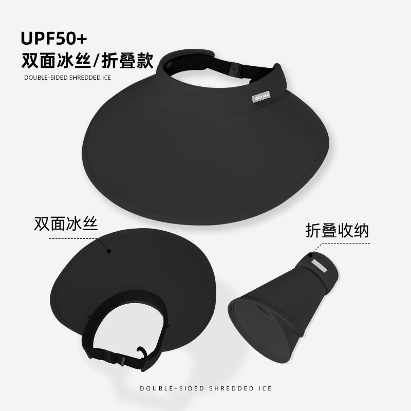 新款双面冰丝升级款防晒空顶遮阳帽女士太阳帽放紫外线出游必备详情4